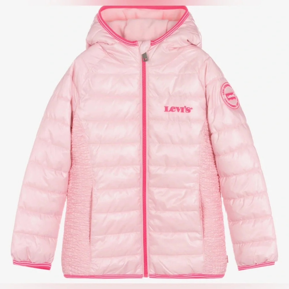 NWT LEVI'S GIRLS PINK HOODED PUFFER JACKET